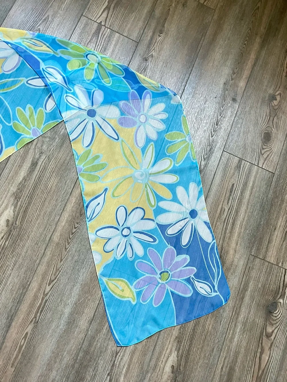 Floral in Blue and Yellow scarf 14/44 inches